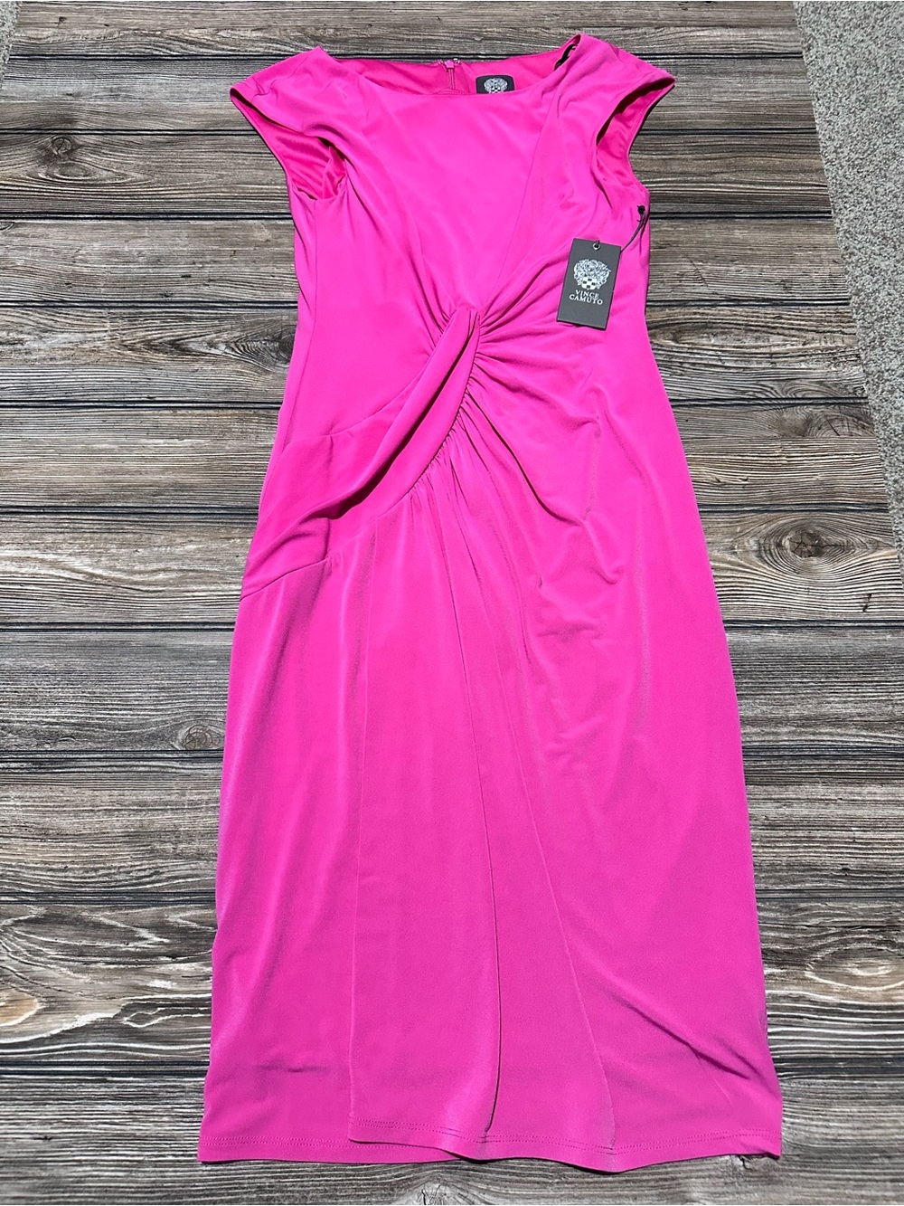 Vince Camuto Hot Pink Twist-Front Midi Dress